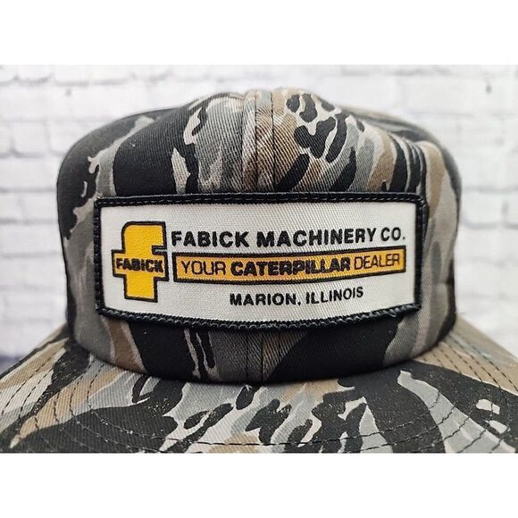 NOS Vtg K-BRAND Product FABICK MACHINERY Cat Caterpillar Snapback PATCH Camo Hat - Picture 2 of 8